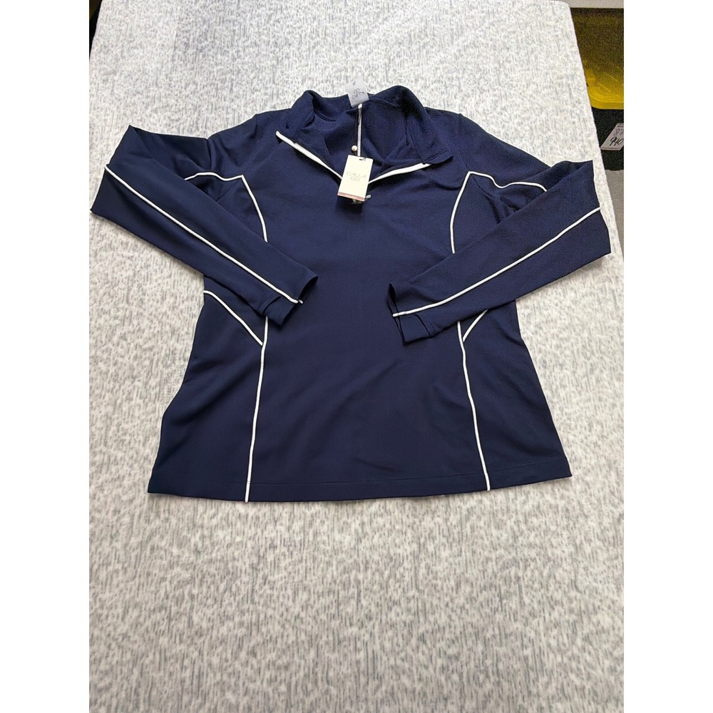Callia‎ Womens XL Navy Blue Cold Dash 1/4 Zip Pullover Top NWT